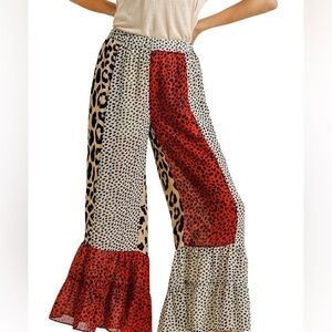 Umgee Wide Ruffle Leg Pants Boho Hippie 1XL Plus Size